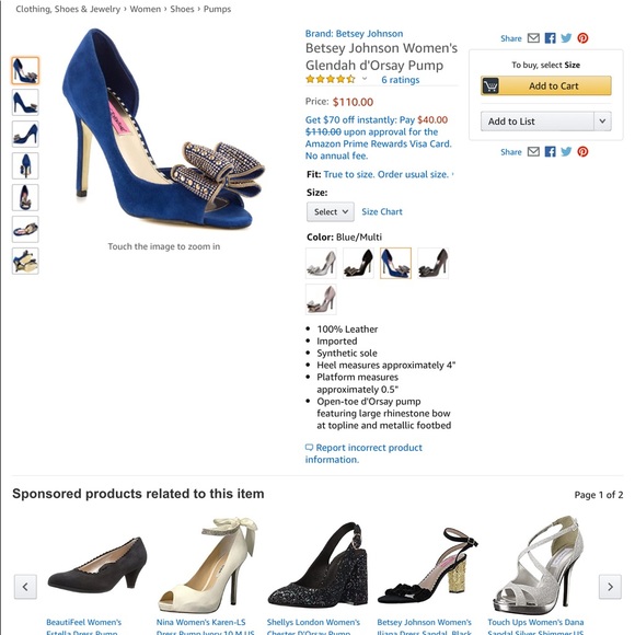 🎀NWT Betsey Johnson Glendah Blue/Gold Heels - Picture 16 of 16